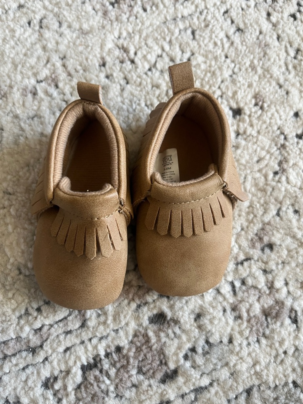 Carters baby Tan Fringe Moccasin Slip-Ons 3-6 mo